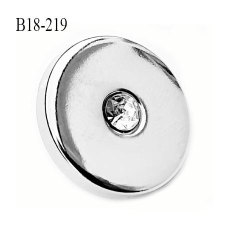 Bouton 18 mm en pvc couleur chromé avec un strass au centre  un diamètre 18 mm épaisseur 2.5 mm prix à l'unité