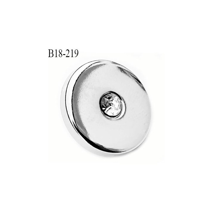 Bouton 18 mm en pvc couleur chromé avec un strass au centre  un diamètre 18 mm épaisseur 2.5 mm prix à l'unité