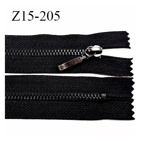 Fermeture 15 cm couleur noir non séparable zip glissière en métal couleur acier anthracite largeur 2,8 cm largeur du zip 4.4 mm