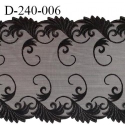 Dentelle broderie sur tulle 24 cm très haut de gamme largeur 24 cm couleur noir très belle prix pour un mètre