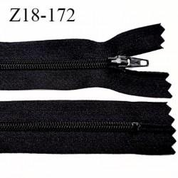 Fermeture zip longueur 18 cm couleur noir non séparable largeur 2.5 cm glissière nylon largeur 4 mm