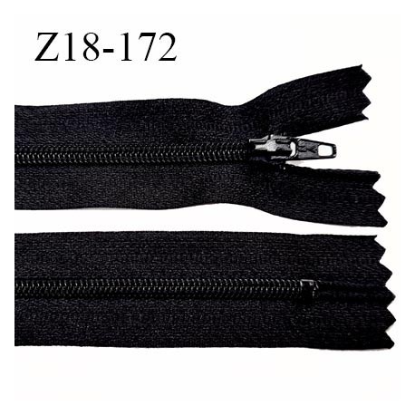 Fermeture zip longueur 18 cm couleur noir non séparable largeur 2.5 cm glissière nylon largeur  4 mm