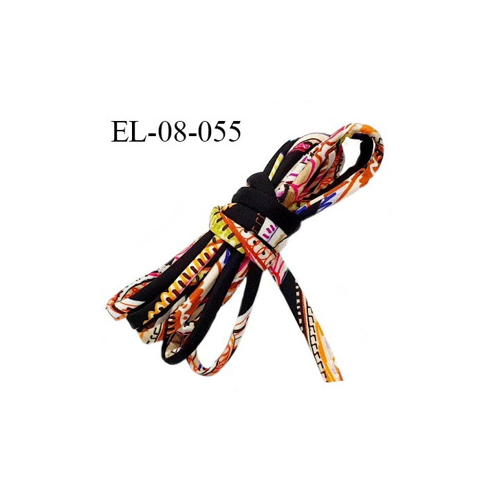 Cordon élastique 8 mm ou cache armature underwire casing galon couleur multicolore imprimé sunset lycra extensible prix au mètre