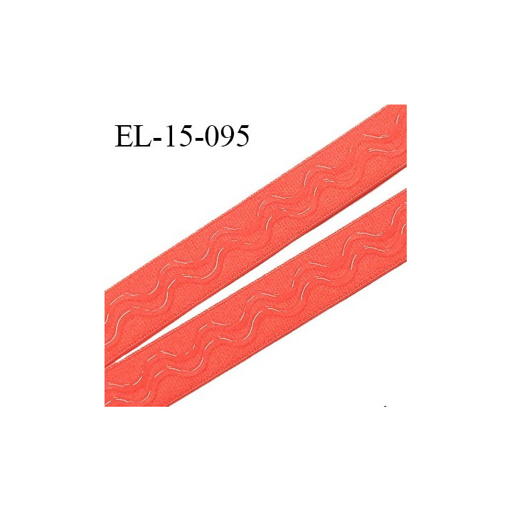 Elastique 15 mm anti glisse couleur nectarine haut de gamme largeur 15 mm prix au mètre