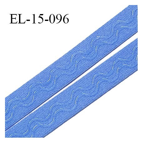 Elastique 15 mm anti glisse couleur bleu myosotis haut de gamme largeur 15 mm prix au mètre