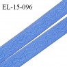 Elastique 15 mm anti glisse couleur bleu myosotis haut de gamme largeur 15 mm prix au mètre