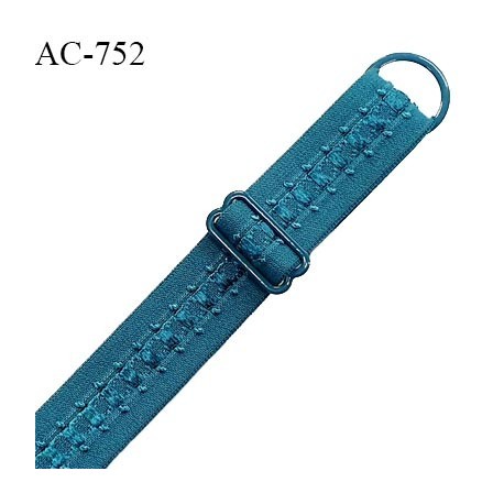 Bretelle lingerie SG 19 mm très haut de gamme couleur bleu vert (vertigo) avec 1 barrette + 1 anneau prix à l'unité