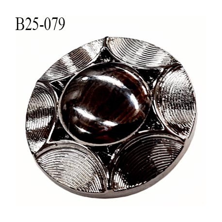 Bouton 25 mm pvc couleur acier chromé diamètre 25 millimètres accroche avec un anneau au dos