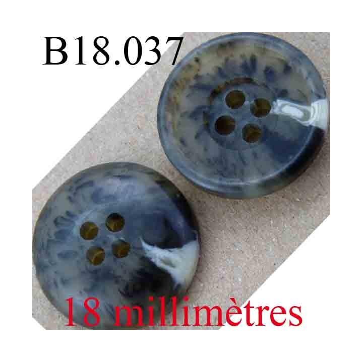 bouton  18 mm couleur noir vert kaki beige marbré 4 trous diamètre 18 mm