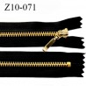 Fermeture 10 cm zip métal couleur noir et or non séparable longueur 10 cm largeur 2.8 cm glissière métal doré largeur 4.5 mm