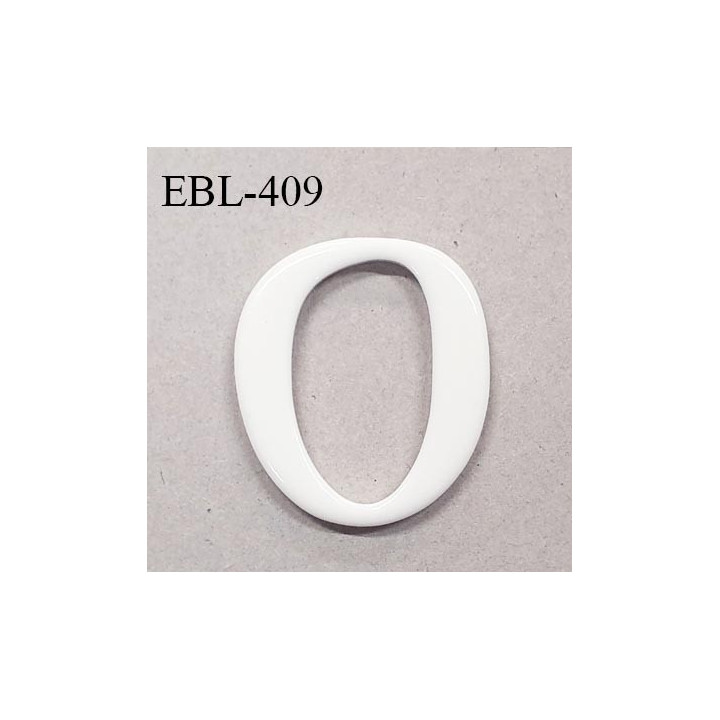 Boucle de réglage 33 mm en pvc blanc brillant largeur intérieur 33x19 mm largeur totale 40x35 mm prix à l'unité