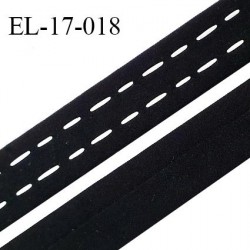 Elastique 16 mm bande ou bretelle haut de gamme couleur noir avec surpiqûres blanches fabrication européenne prix au mètre