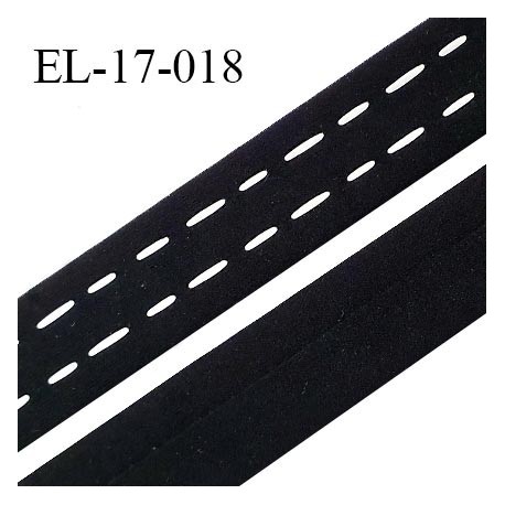 Elastique 17 mm bande ou bretelle couleur noir avec surpiqûres blanches forte élasticité fabrication européenne prix au mètre