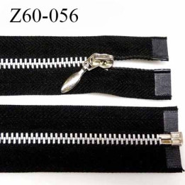 Fermeture zip à glissière métal  longueur 60 cm couleur noir séparable largeur 3 cm largeur de glissière 5.5 mm