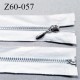 Fermeture zip à glissière métal longueur 60 cm couleur naturel séparable largeur 3 cm largeur de glissière 5.5 mm