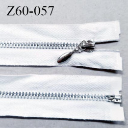 Fermeture zip à glissière métal  longueur 60 cm couleur naturel séparable largeur 3 cm largeur de glissière 5.5 mm
