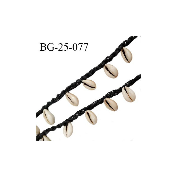 Galon 25 mm tresse en cuir et coquillages grain de café largeur 25 mm prix au mètre