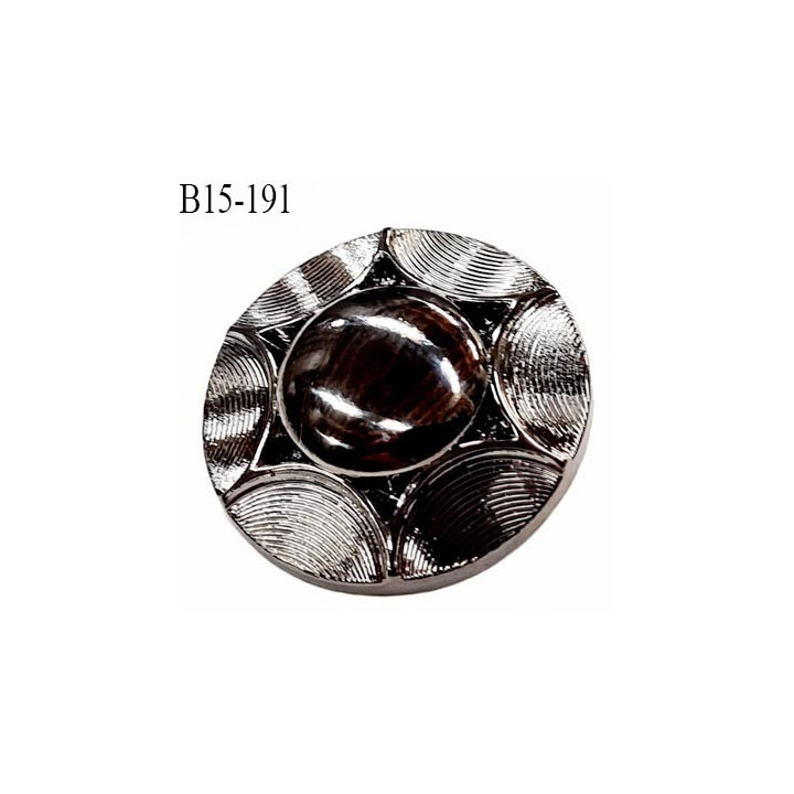Bouton 15 mm pvc  couleur acier chromé  diamètre 15 millimètres accroche avec un anneau au dos
