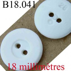 bouton  18 mm couleur blanc 2 trous diamètre 18 mm