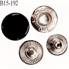 Bouton 15 mm pression composé de 4 éléments diamètre 15 mm en métal couleur noir laqué