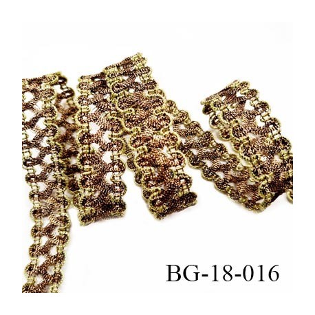 Galon passementerie lurex 20 mm couleur vieille or et bronze brillant largeur 18 mm prix au mètre