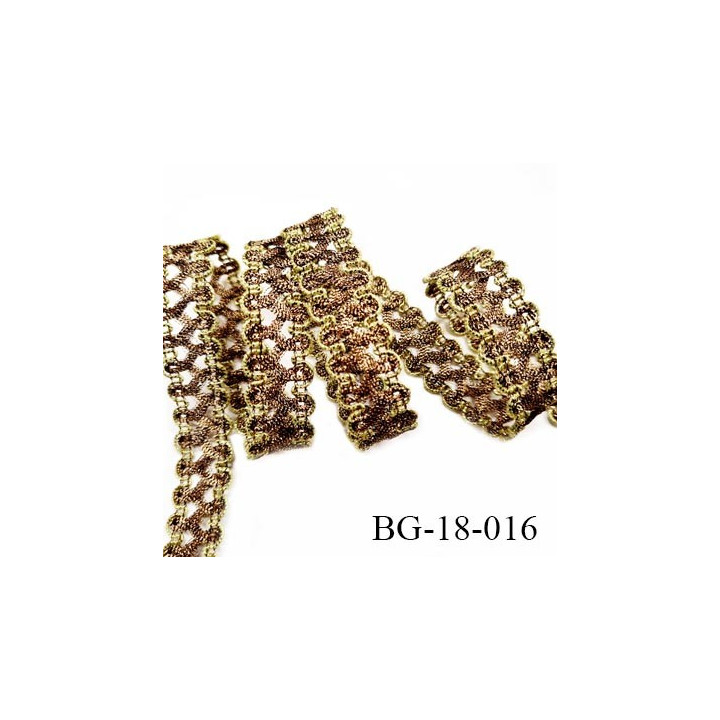 Galon passementerie lurex 20 mm couleur vieille or et bronze brillant largeur 18 mm prix au mètre