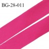 Biais à plat 28 mm à plier en polycoton couleur rose largeur 28 mm prix au mètre