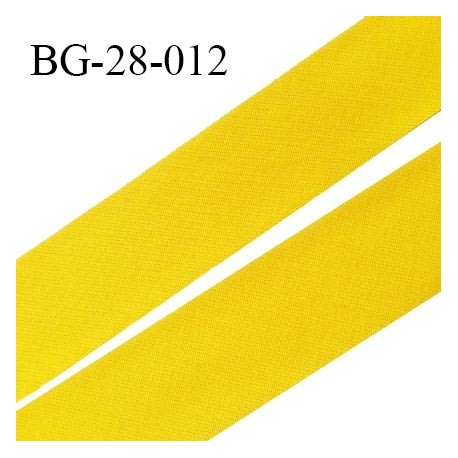 Biais à plat 28 mm à plier en polycoton couleur jaune largeur 28 mm prix au mètre