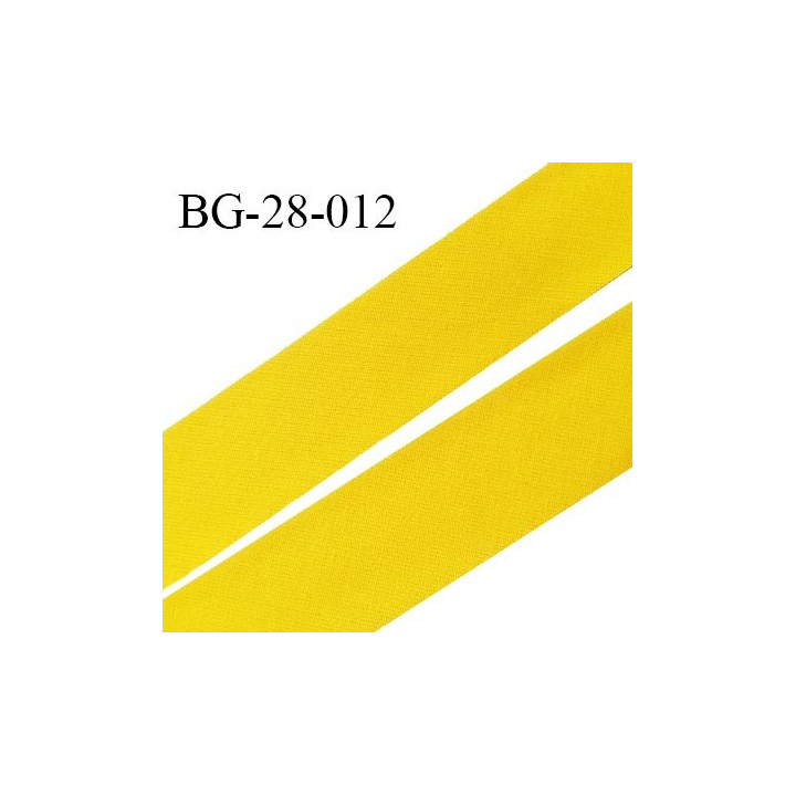 Biais à plat 28 mm à plier en polycoton couleur jaune largeur 28 mm prix au mètre