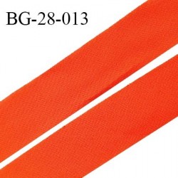 Biais à plat 28 mm à plier en polycoton couleur orange largeur 28 mm prix au mètre