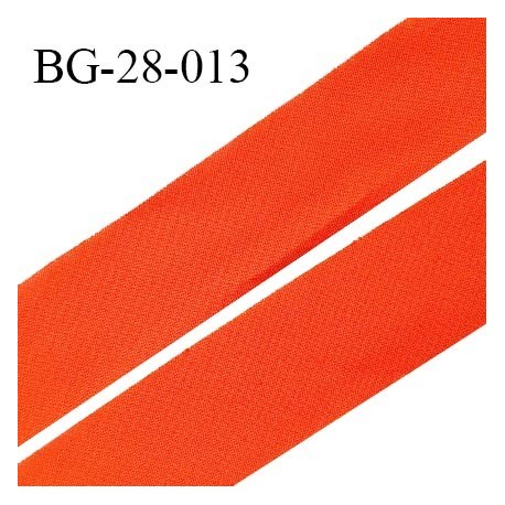 Biais à plat 28 mm à plier en polycoton couleur orange largeur 28 mm prix au mètre