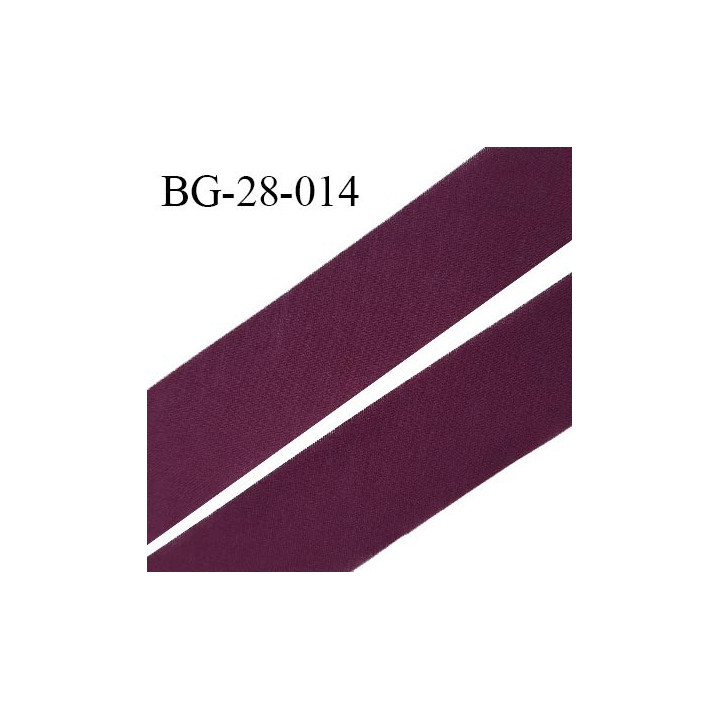 Biais à plat 28 mm à plier en polycoton couleur pourpre largeur 28 mm prix au mètre
