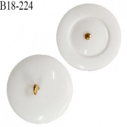 Bouton 18 mm couleur blanc en pvc accroche avec un anneau doré diamètre 18 mm épaisseur 4 mm prix à la pièce