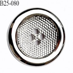 Bouton 25 mm pvc couleur chromé diamètre 25 millimètres fixation 4 trous épaisseur 5 mm