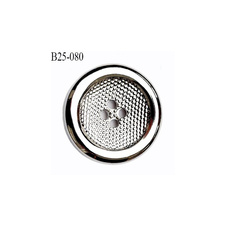 Bouton 25 mm pvc  couleur chromé  diamètre 25 millimètres fixation 4 trous  épaisseur 5 mm