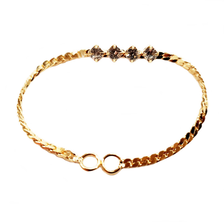 Accessoire décor lingerie en métal couleur or 4 strass style diamant  longueur 13.8 cm largeur 2.5 mm