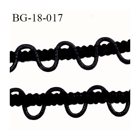 Galon ruban boutonnière avec du cordon coton ciré largeur 18 mm couleur noir prix au mètre