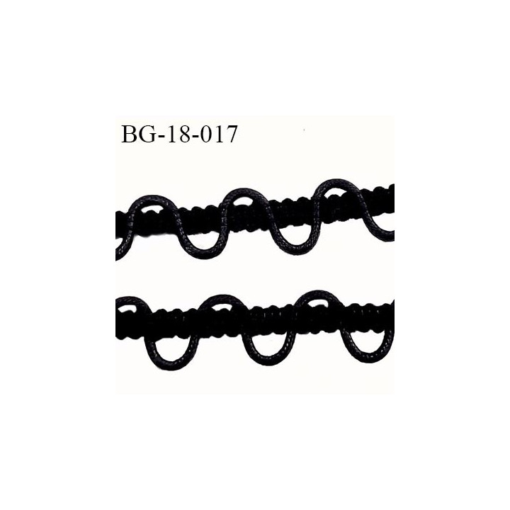 Galon ruban boutonnière avec du cordon coton ciré largeur 18 mm couleur noir  prix au mètre