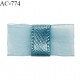Noeud lingerie 24 mm haut de gamme en mousseline mate et centre satin couleur bleu polaire prix à l'unité