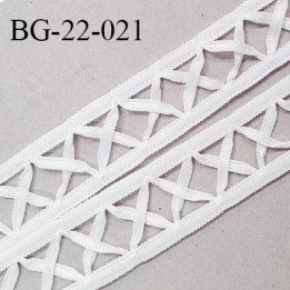 Galon ruban 22 mm en polyamide avec croisillons en satin couleur blanc prix au mètre