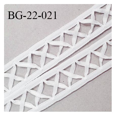 Galon ruban 22 mm en polyamide avec croisillons en satin couleur blanc prix au mètre