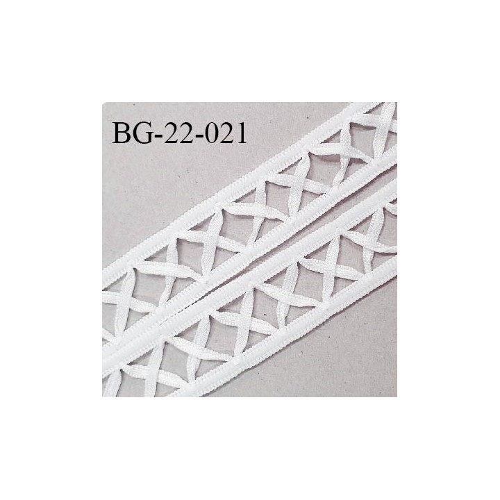 Galon ruban 22 mm en polyamide avec croisillons en satin couleur blanc prix au mètre