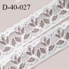 Dentelle 40 mm lycra extensible couleur blanc et bronze motifs fleurs largeur 40 mm prix au mètre