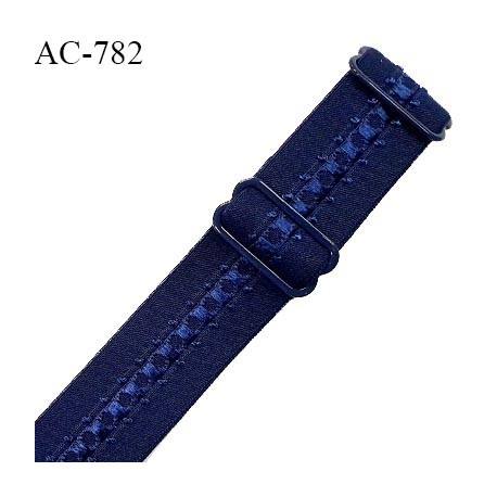 Bretelle lingerie SG 24 mm très haut de gamme couleur bleu nuit avec 2 barrettes prix à l'unité