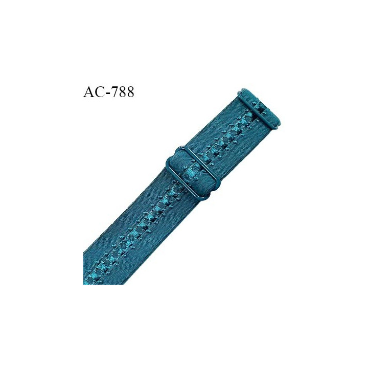 Bretelle lingerie SG 24 mm très haut de gamme couleur bleu vert (vertigo) avec 2 barrettes prix à l'unité