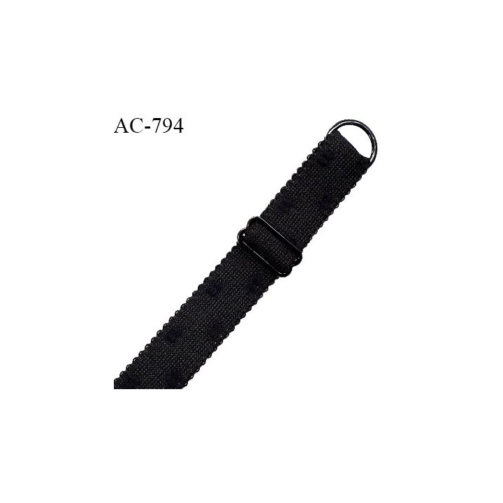 Bretelle 19 mm lingerie SG couleur noir avec plumetis très haut de gamme finition avec 1 barrette + 1 anneau prix à la pièce