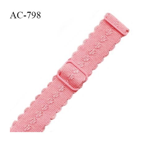 Bretelle lingerie SG 24 mm très haut de gamme couleur fraise avec 2 barrettes prix à l'unité