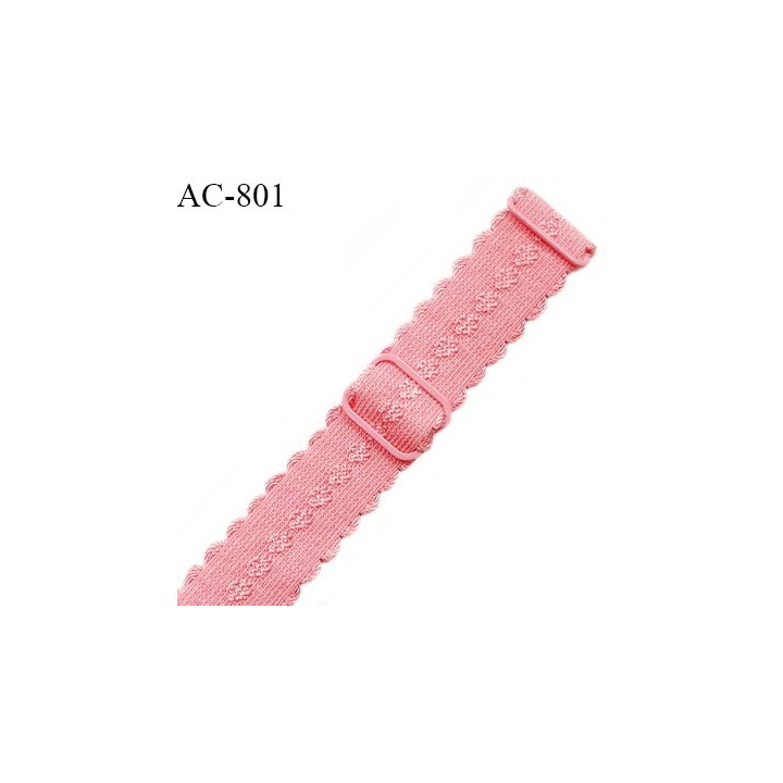 Bretelle lingerie SG 19 mm très haut de gamme couleur fraise avec 2 barrettes prix à l'unité