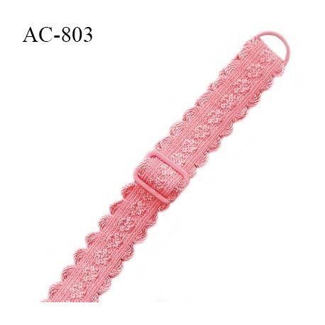 Bretelle lingerie SG 16 mm très haut de gamme couleur fraise avec 1 barrette et 1 anneau prix à l'unité