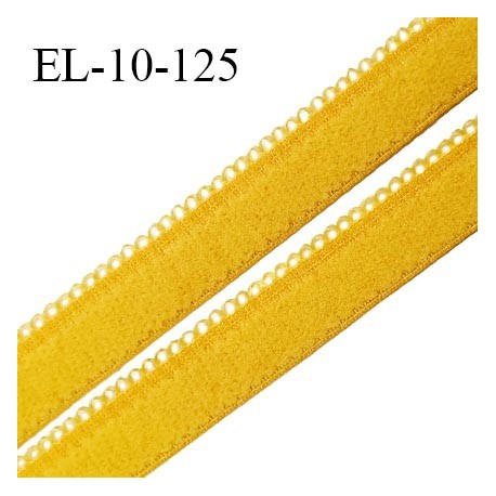 Elastique 10 mm lingerie haut de gamme couleur jaune palmier fabriqué en France largeur 10 mm + 2 mm picots prix au mètre
